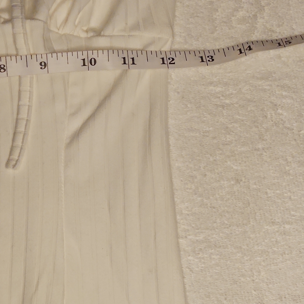 Honey Bee Boutique White Ribbed Bodycon Midi Dress | Small | Stretchy Cottagecor - Picture 3 of 5